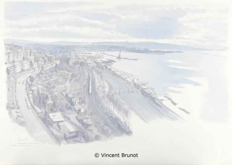 01VedutadalfarodiTrieste, Trieste - Dessin de Vincent Brunot