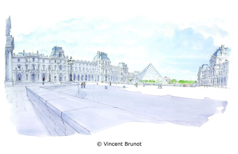 Louvre, Paris - Dessin de Vincent Brunot