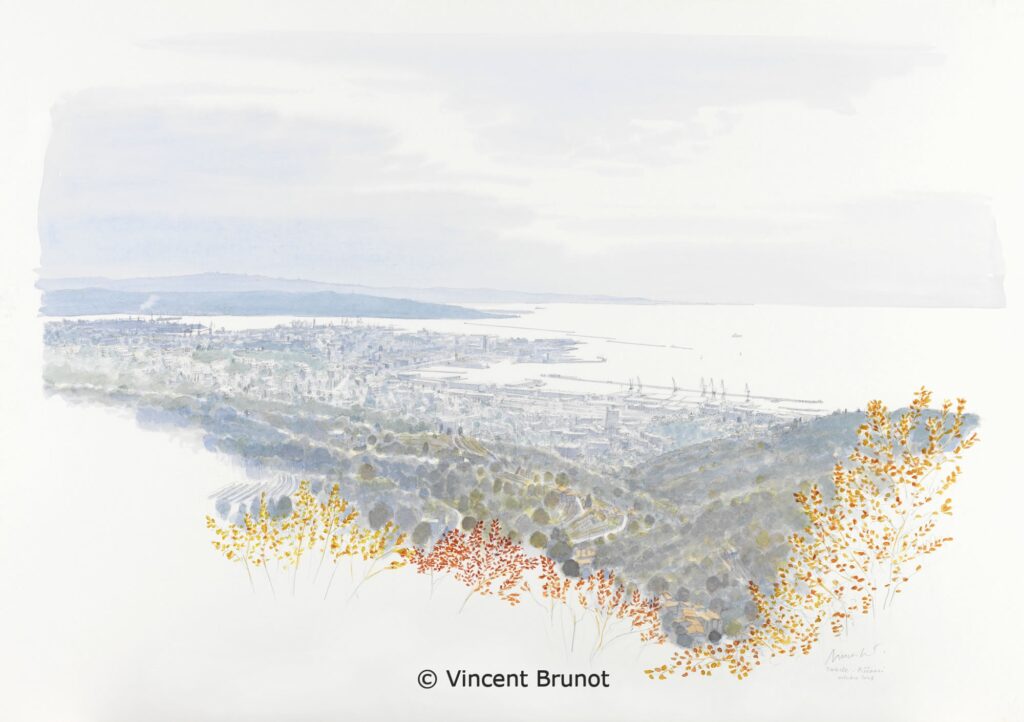 02VedutadiTriestedalcarso, Trieste - Dessin de Vincent Brunot