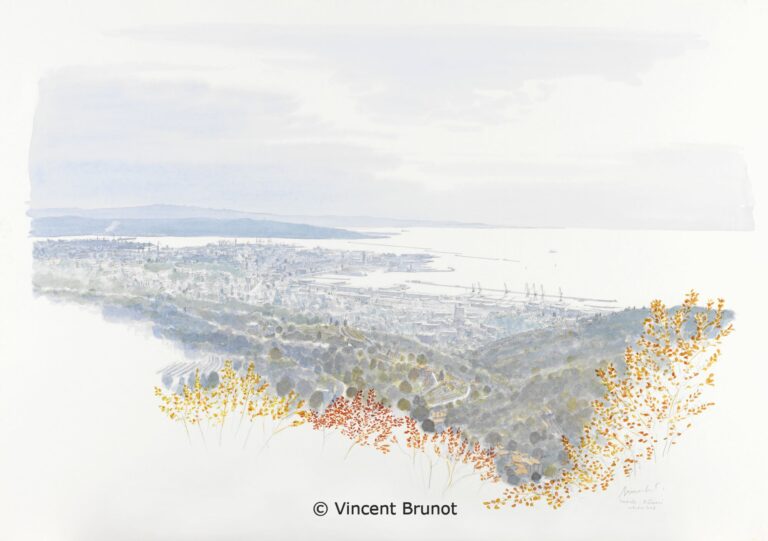 02VedutadiTriestedalcarso, Trieste - Dessin de Vincent Brunot