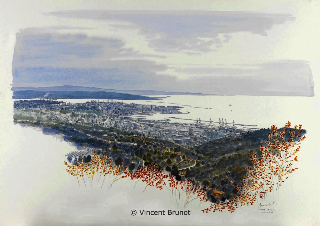 02VedutadiTriestedalcarso1, Trieste - Dessin de Vincent Brunot