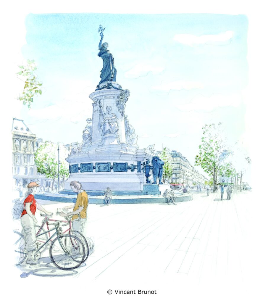 Place de la république, Paris - Dessin de Vincent Brunot