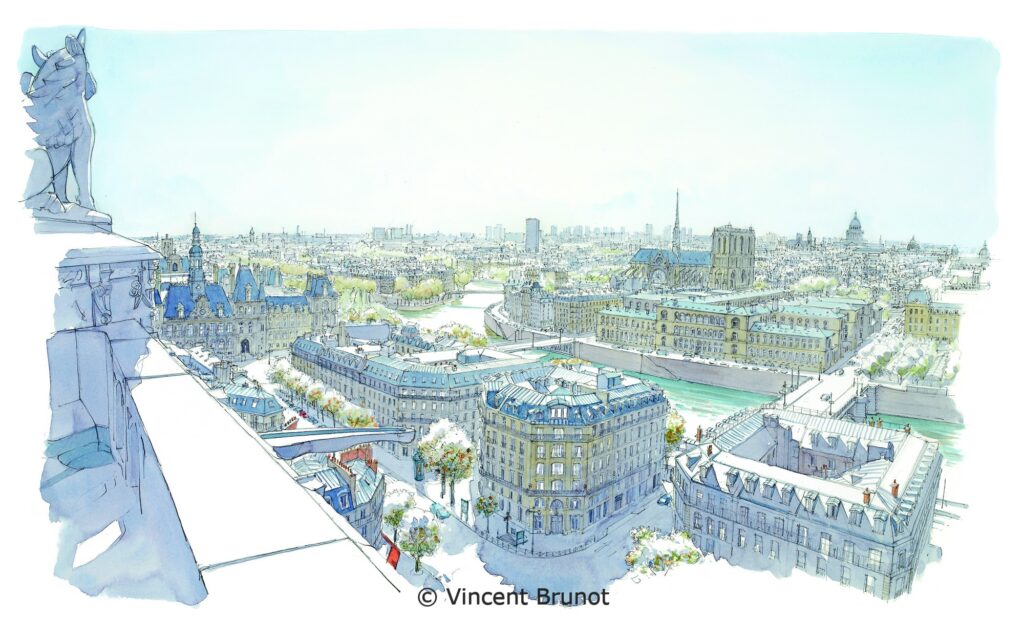 De la tour st jacques, Paris - Dessin de Vincent Brunot