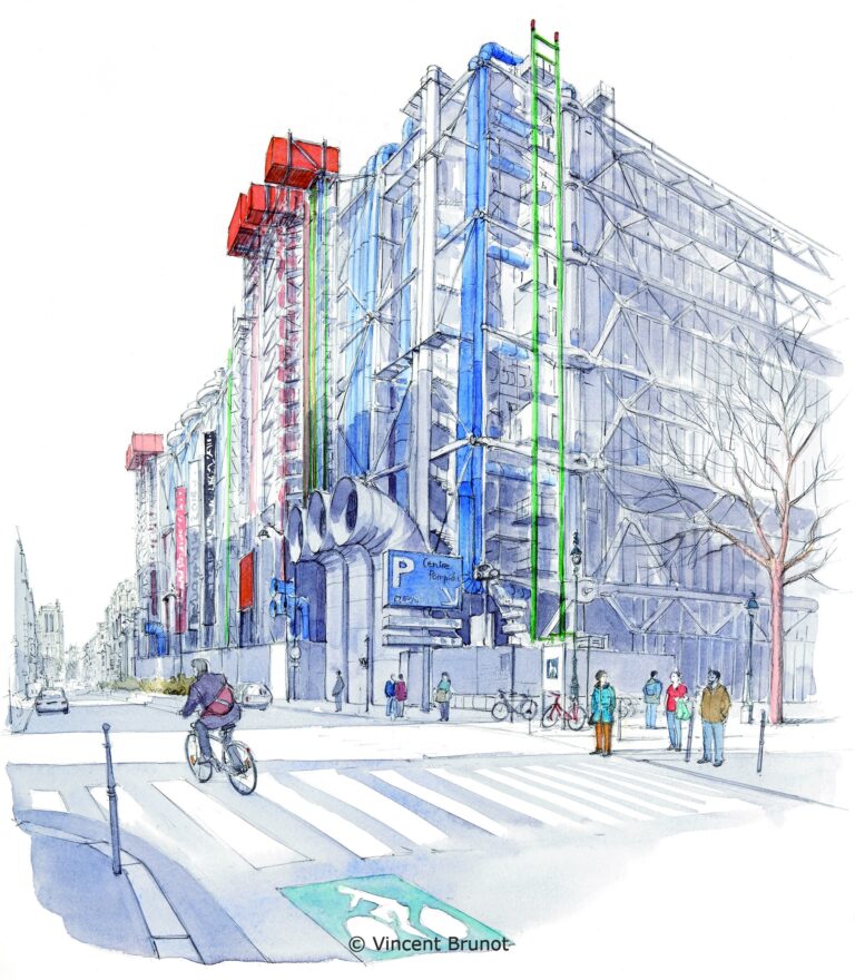 Beaubourg, Paris - Dessin de Vincent Brunot