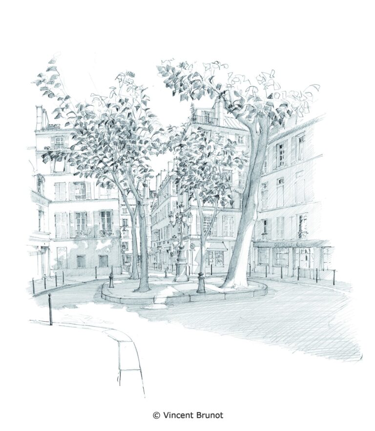 Place furstemberg, Paris - Dessin de Vincent Brunot