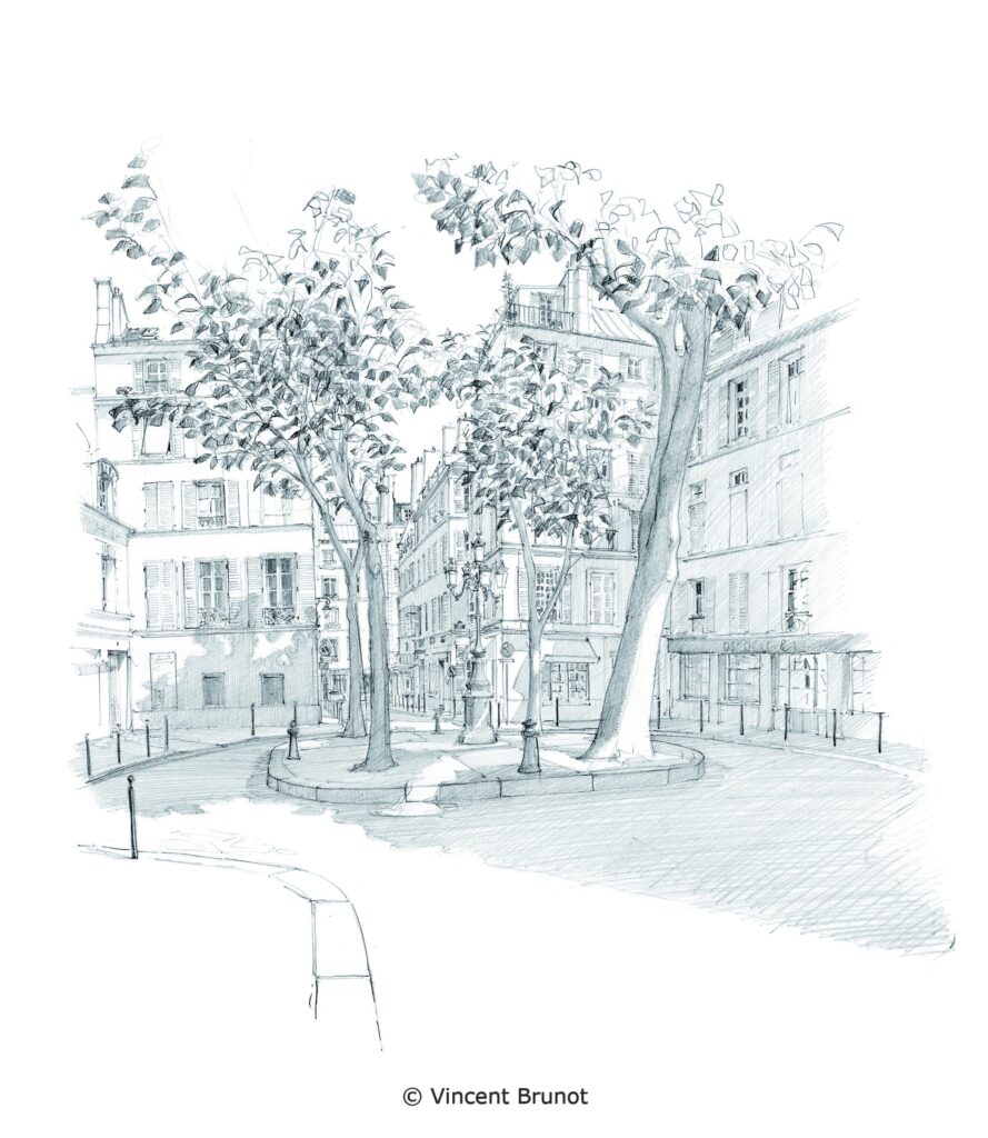 Place furstemberg, Paris - Dessin de Vincent Brunot