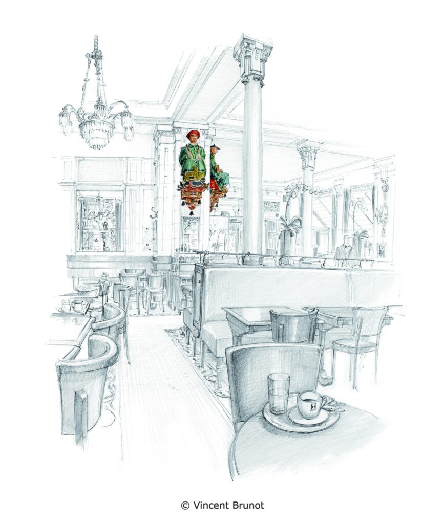 Les 2 magots, Paris - Dessin de Vincent Brunot