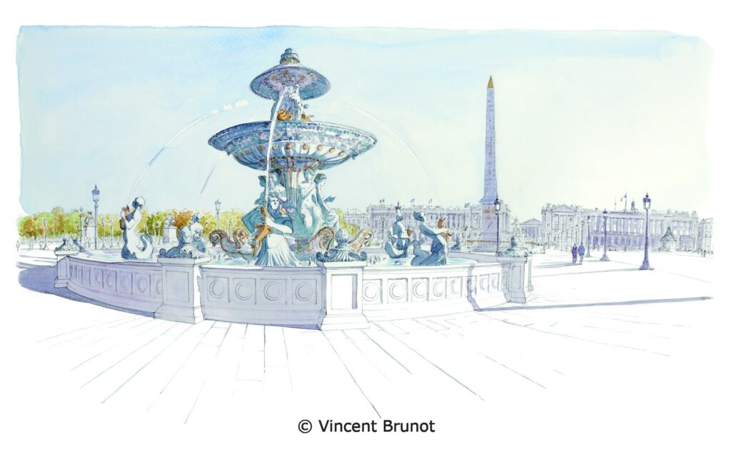 Place de la concorde, Paris - Dessin de Vincent Brunot