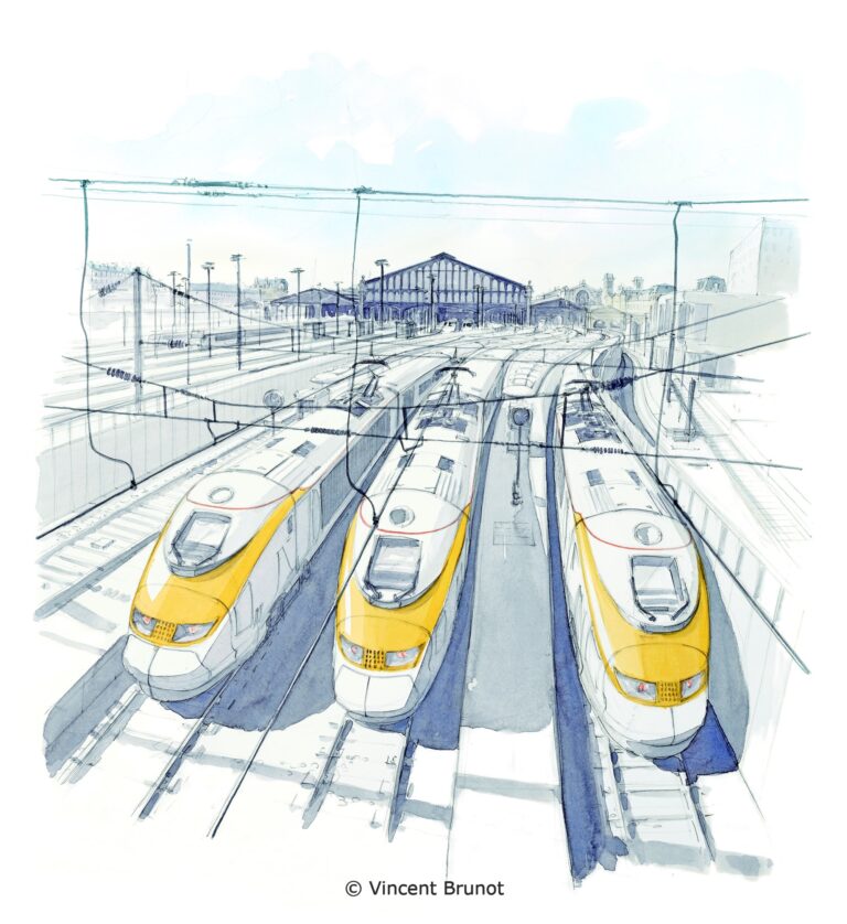 Eurostar gare du nord, Paris - Dessin de Vincent Brunot