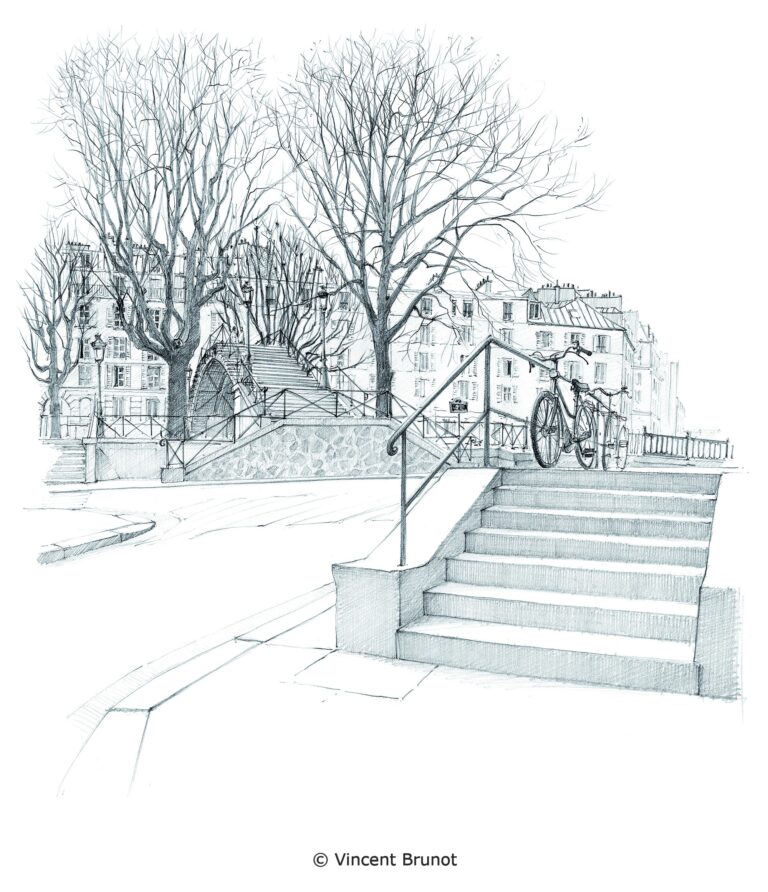 Canal St Martin, Paris - Dessin de Vincent Brunot