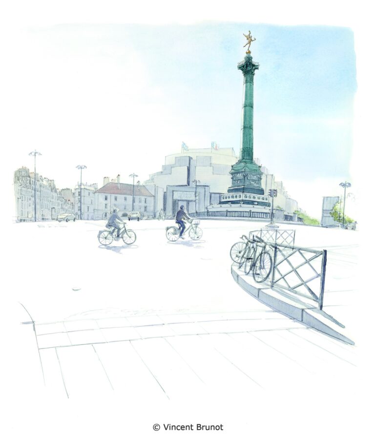 Place de la bastille, Paris - Dessin de Vincent Brunot