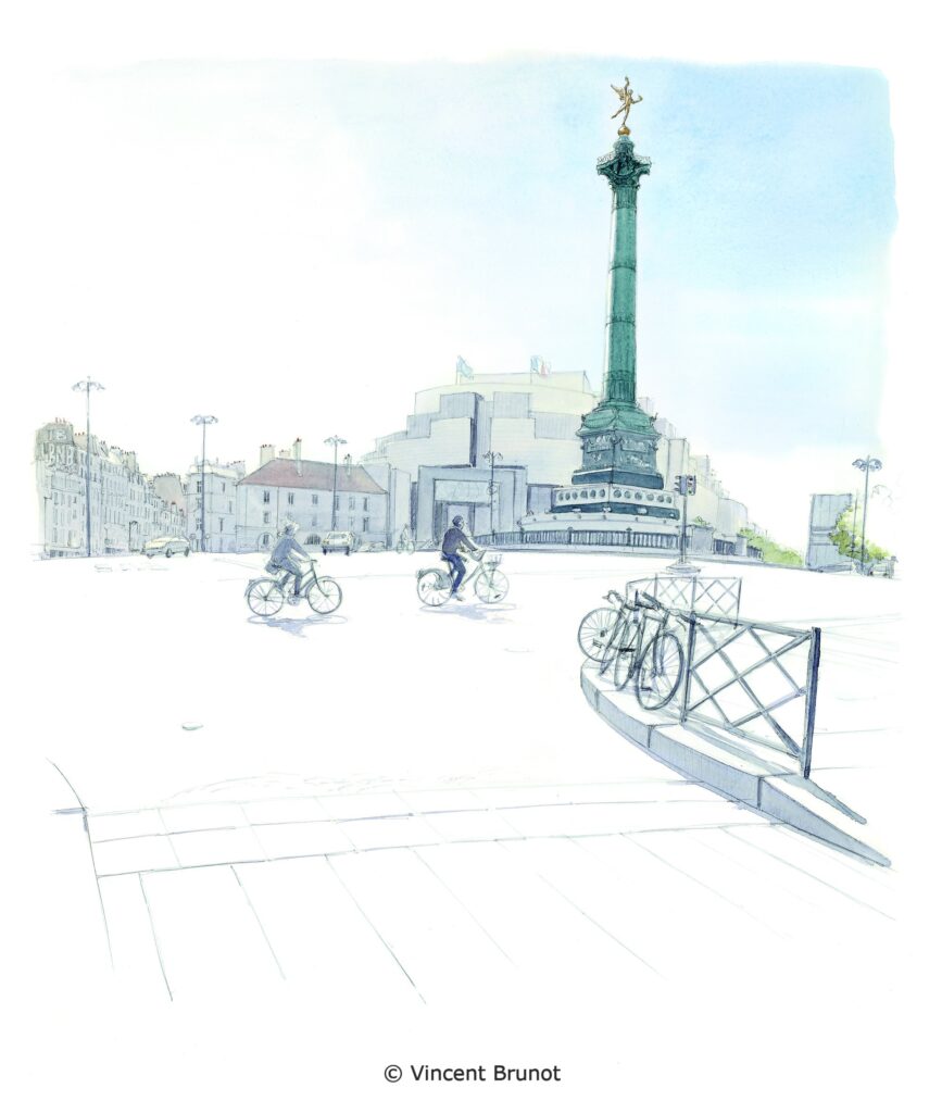 Place de la bastille, Paris - Dessin de Vincent Brunot