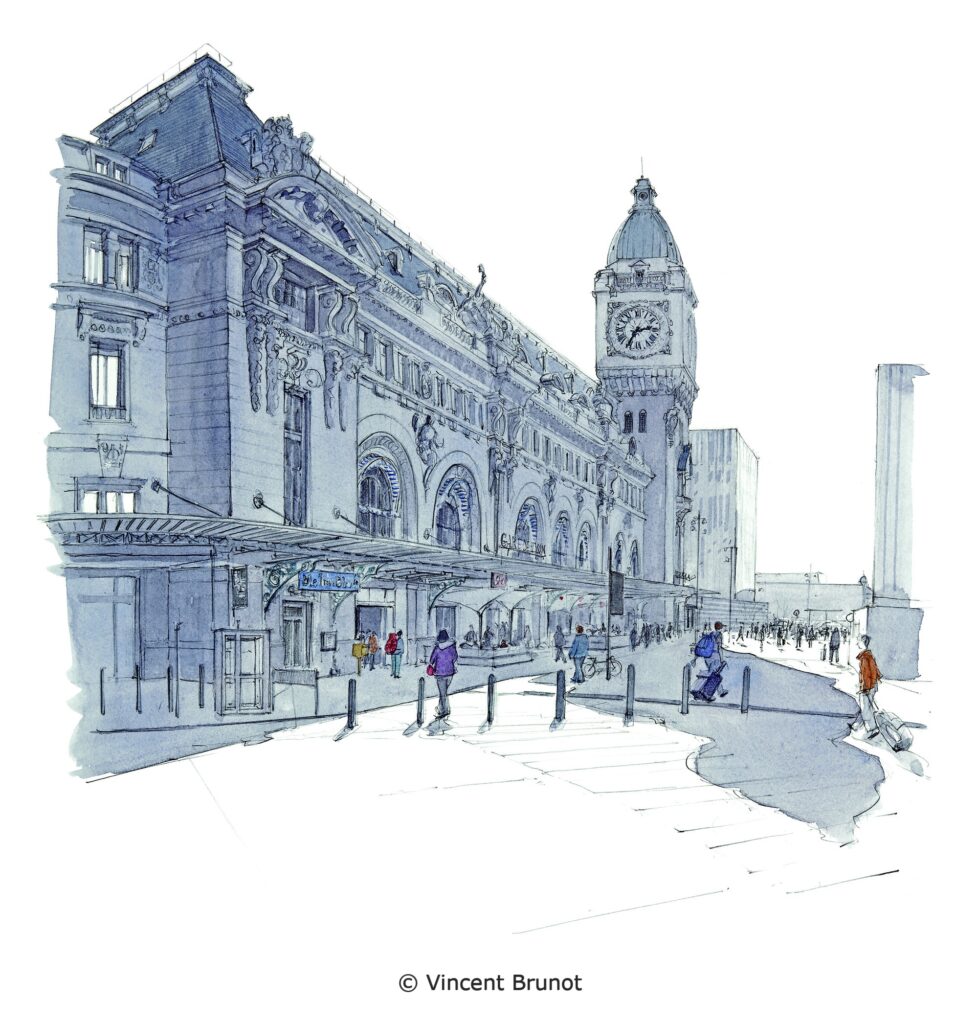 Gare de Lyon, Paris - Dessin de Vincent Brunot