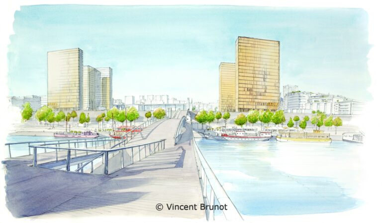Grande bibliothéque, Paris - Dessin de Vincent Brunot