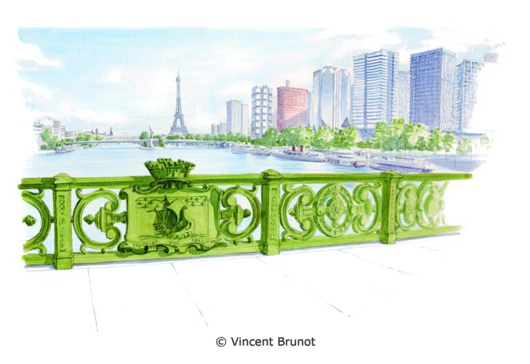 Pont mirabeau, Paris - Dessin de Vincent Brunot