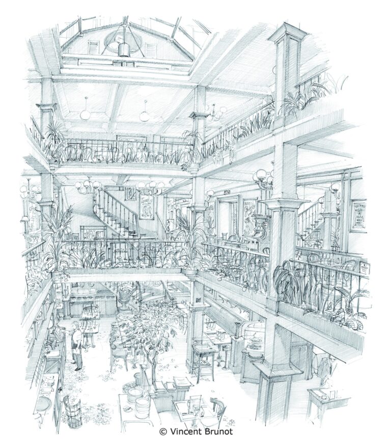 Cafe du commerce, Paris - Dessin de Vincent Brunot