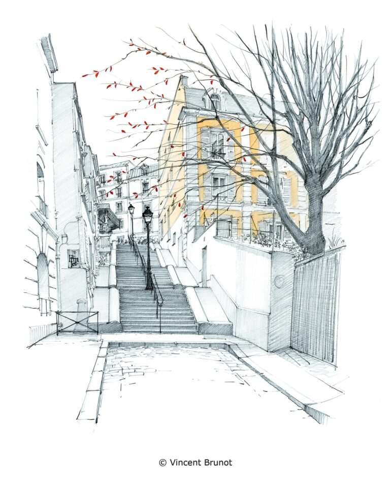 Rue André Antoine, Paris - Dessin de Vincent Brunot