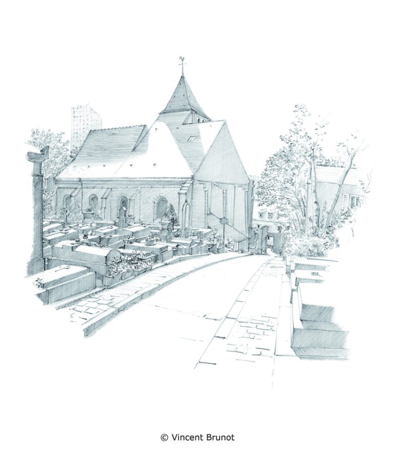 Cimetière charonne, Paris - Dessin de Vincent Brunot
