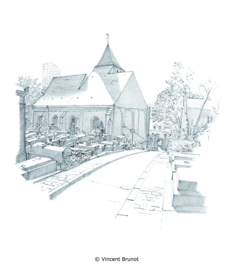 Cimetière charonne, Paris - Dessin de Vincent Brunot