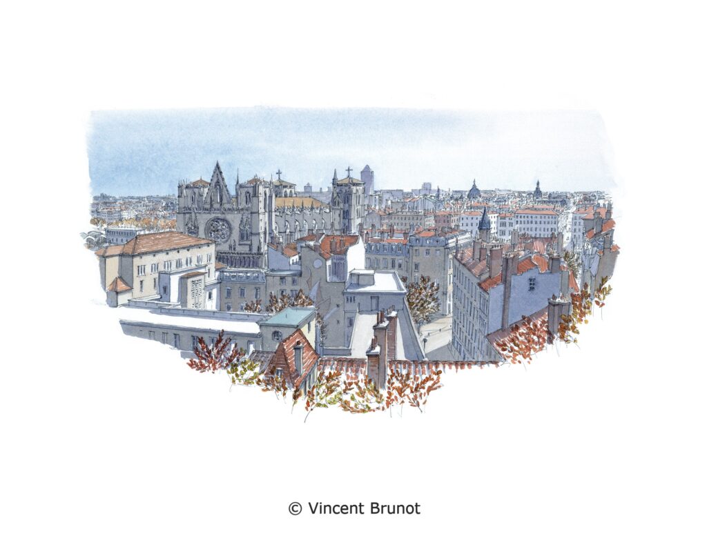 Vue de Lyon, Lyon - Dessin de Vincent Brunot