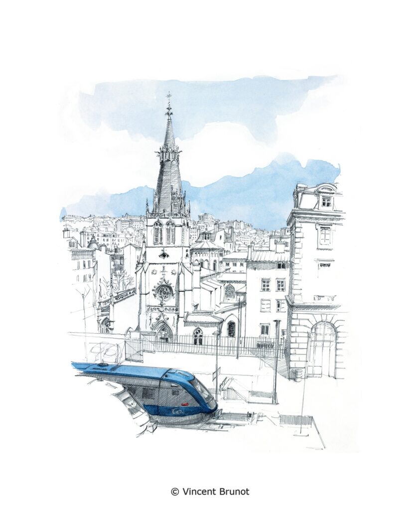 Vue de Lyon, Lyon - Dessin de Vincent Brunot