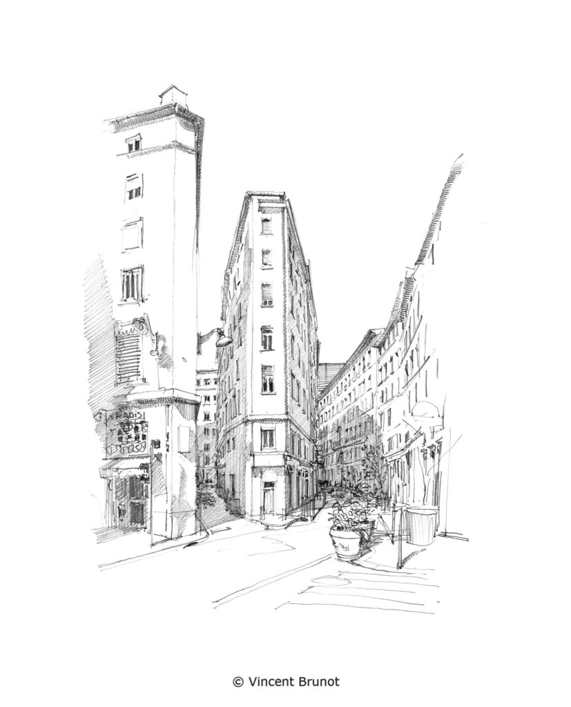Vue de Lyon, Lyon - Dessin de Vincent Brunot
