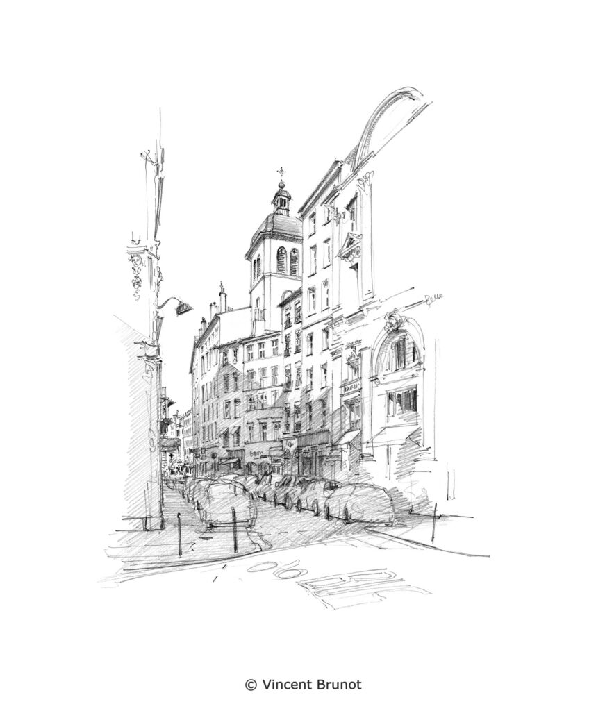 Vue de Lyon, Lyon - Dessin de Vincent Brunot