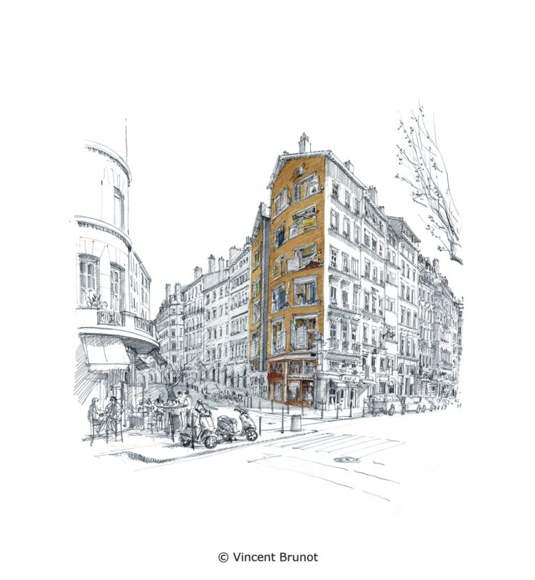 Vue de Lyon, Lyon - Dessin de Vincent Brunot