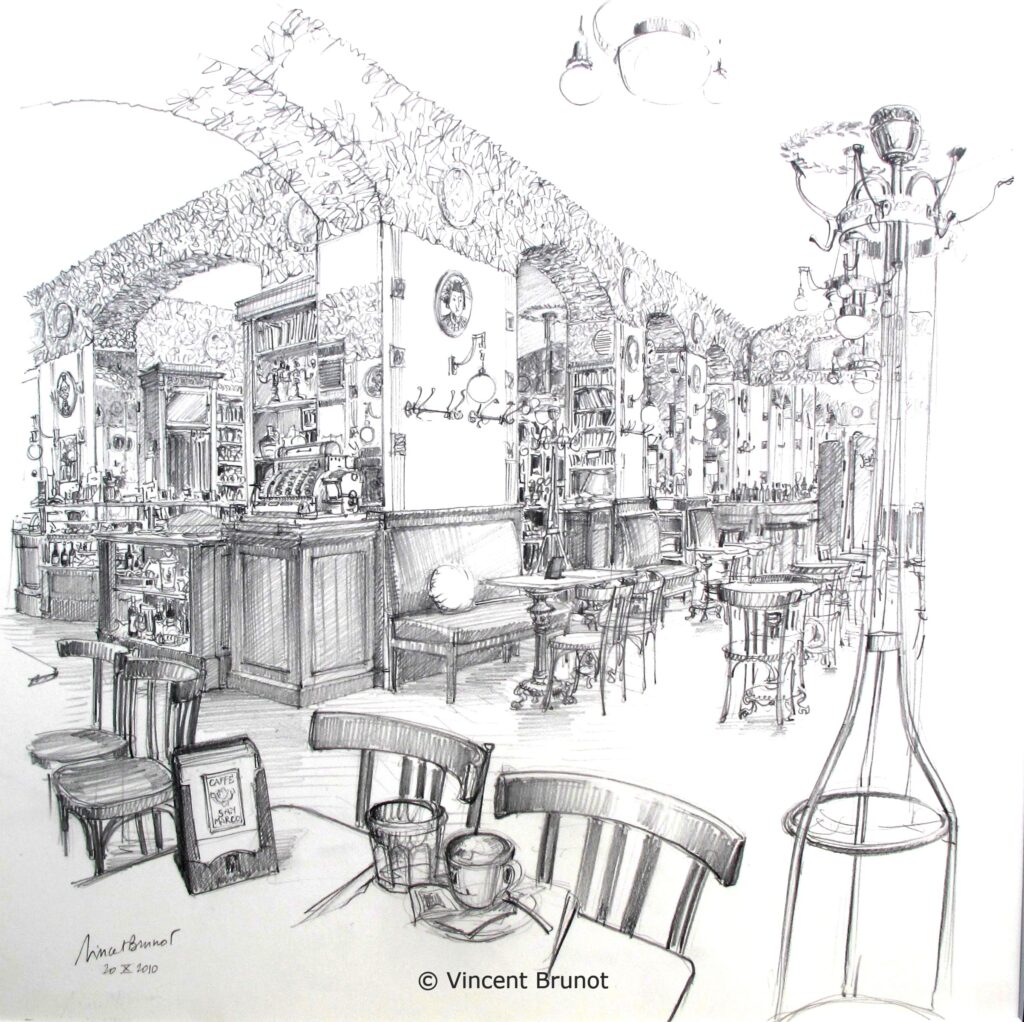 Caffè San Marco, Trieste - Dessin de Vincent Brunot