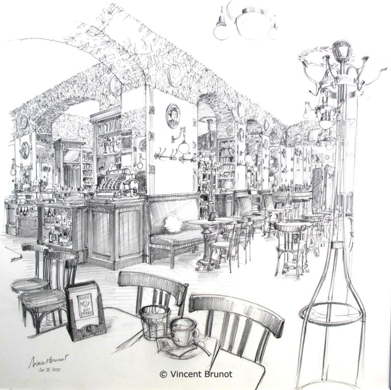 Caffè San Marco, Trieste - Dessin de Vincent Brunot