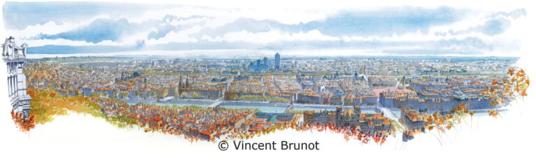 VINCENT BRUNOT PANO aplat02retouch, Lyon - Dessin de Vincent Brunot