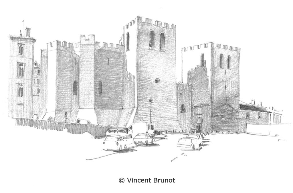 Abbaye saint victor vue exterieur, Marseille - Dessin de Vincent Brunot