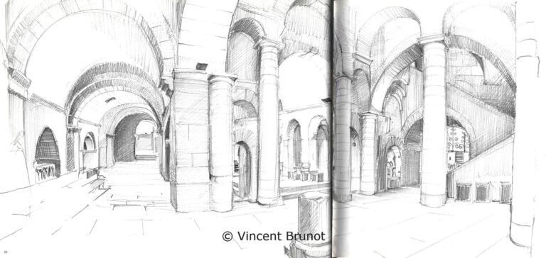 Abbaye saintvictorperspectivecrypte, Marseille - Dessin de Vincent Brunot