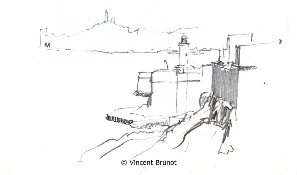 Chateaudifforteressecroquis, Marseille - Dessin de Vincent Brunot