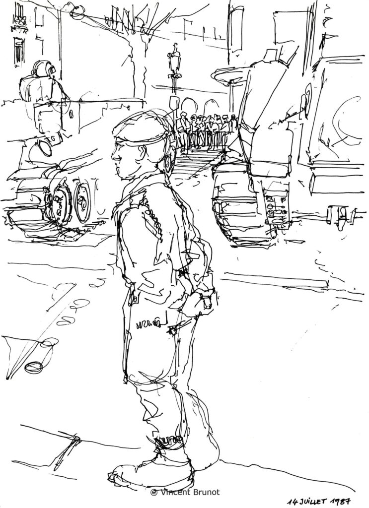 Defile14juillet6, Paris - Dessin de Vincent Brunot