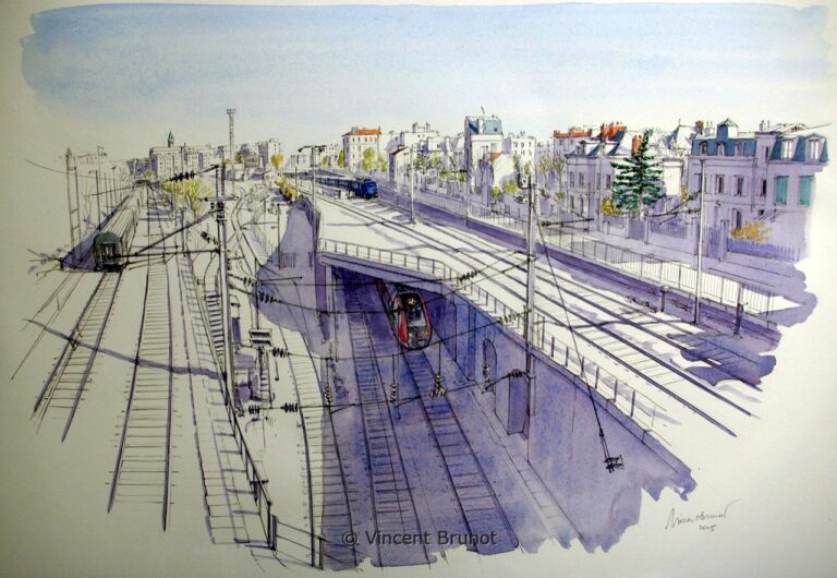 Dessindelapasserelle, Asnières sur Seine - Dessin de Vincent Brunot