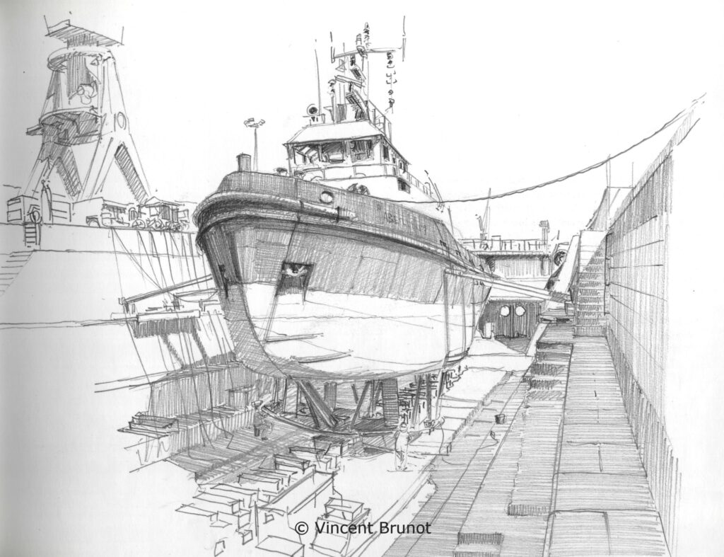Dockbateau, Marseille - Dessin de Vincent Brunot