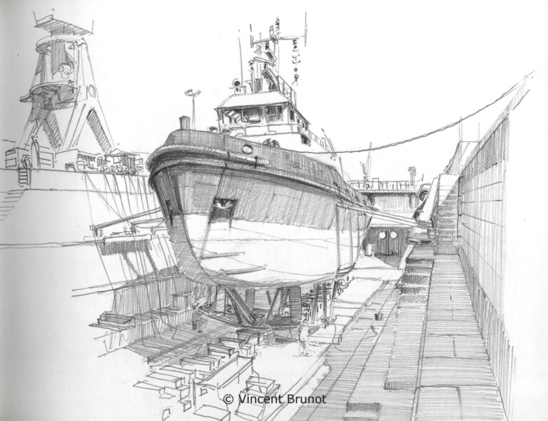 Dockbateau, Marseille - Dessin de Vincent Brunot