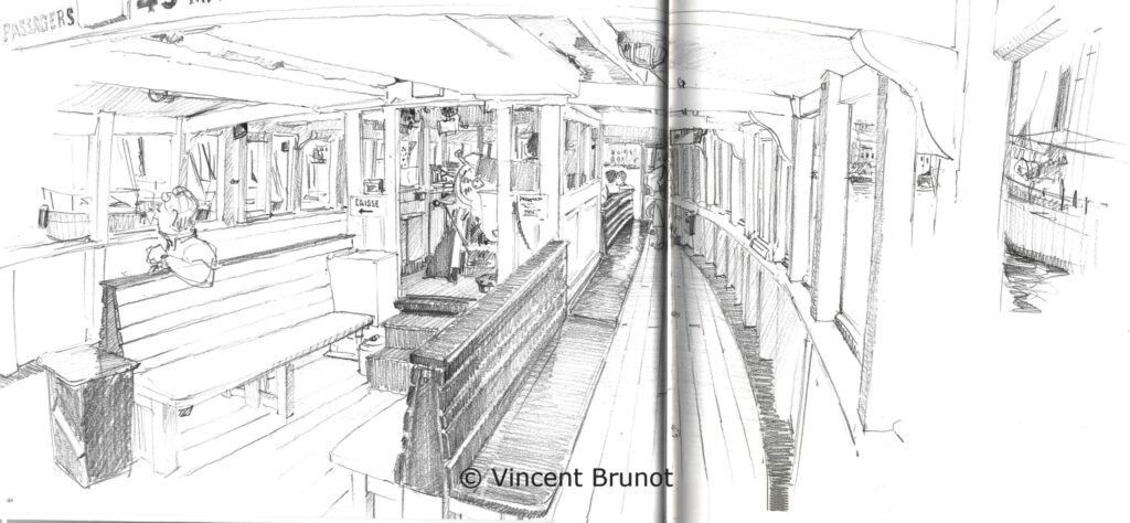 Ferryboatinterieur, Marseille - Dessin de Vincent Brunot