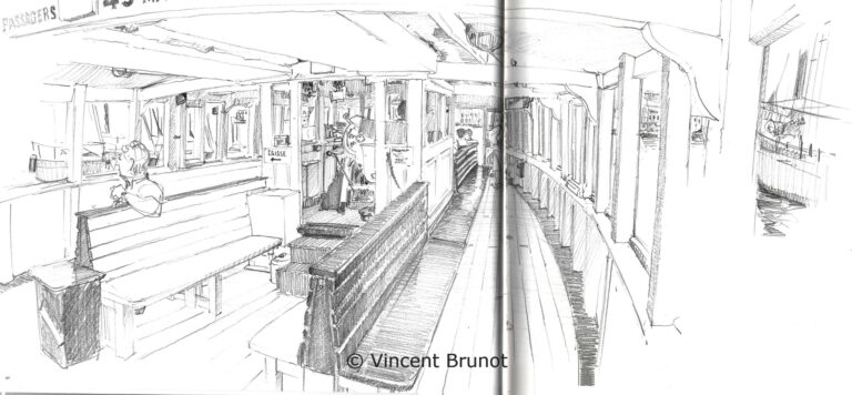 Ferryboatinterieur, Marseille - Dessin de Vincent Brunot
