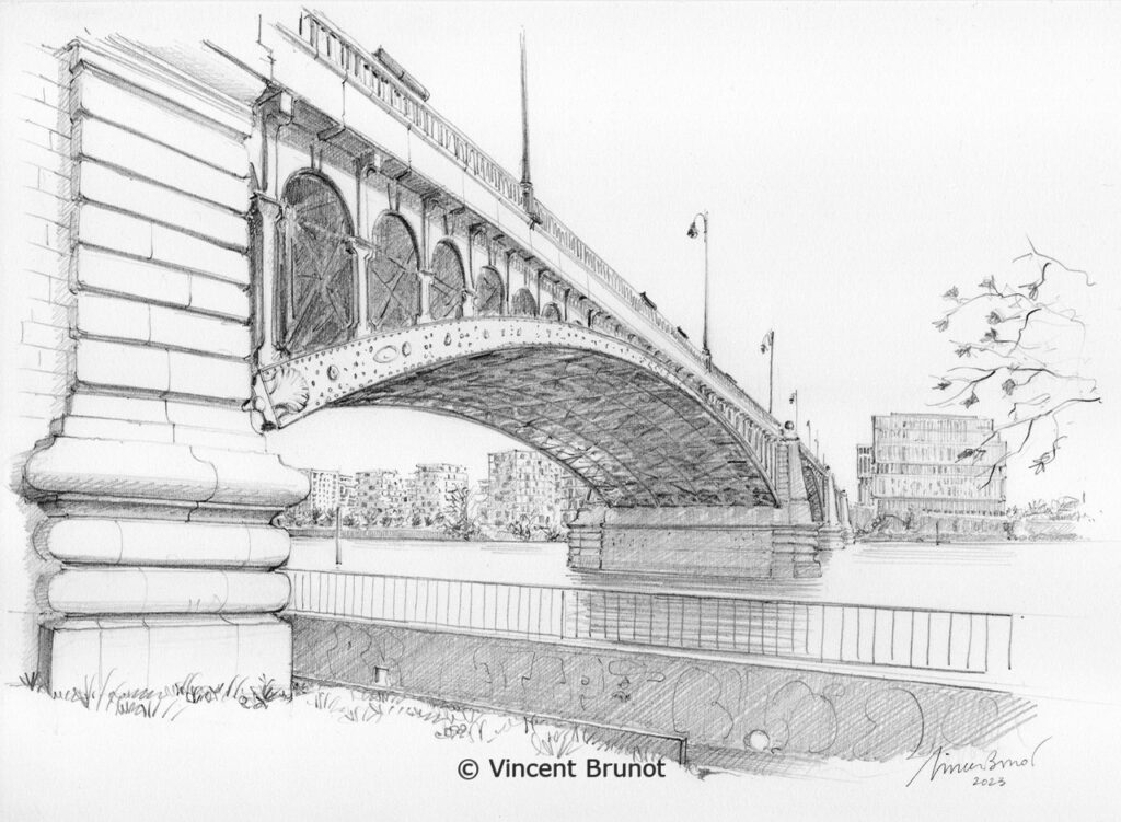 Le pont d'Asnieres sur Seine, Asnières sur Seine - Dessin de Vincent Brunot