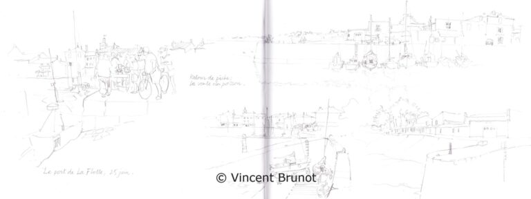 Leportdelaflottedblepages, Île de Ré - Dessin de Vincent Brunot