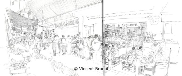 Marcheruedescapucins, Marseille - Dessin de Vincent Brunot