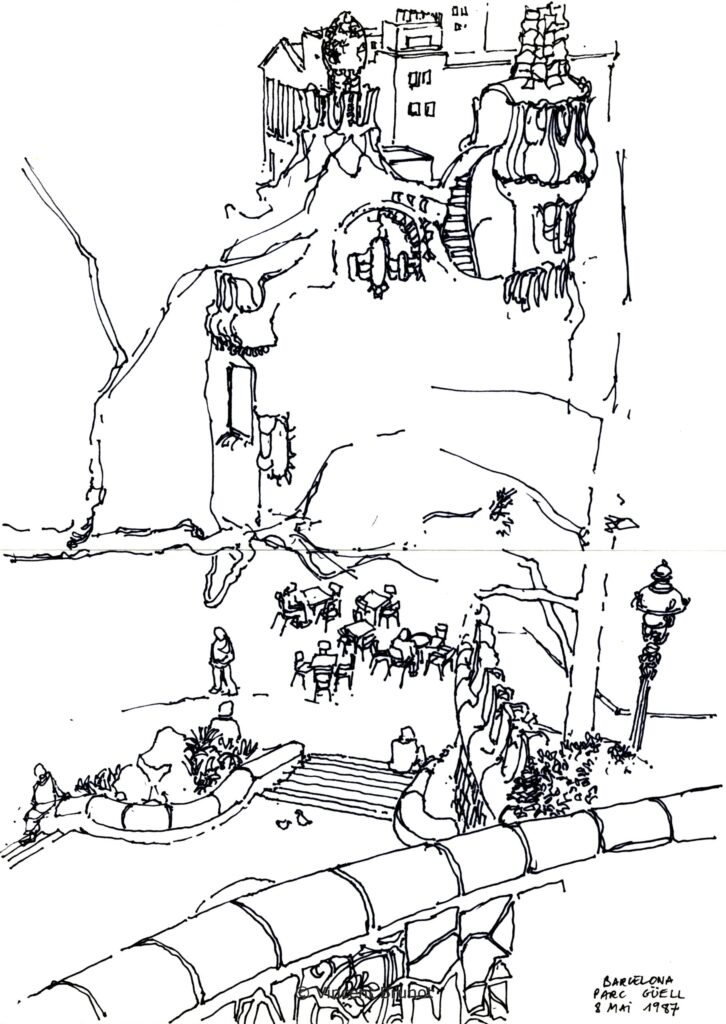 Parcguell, Barcelone - Dessin de Vincent Brunot
