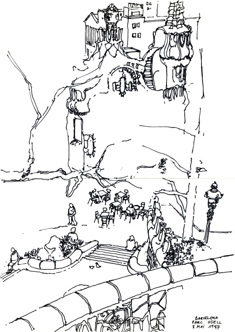 Parcguell, Barcelone - Dessin de Vincent Brunot