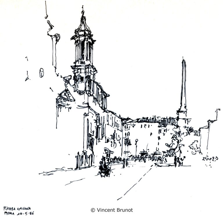 Piazzanavona, Roma - Dessin de Vincent Brunot