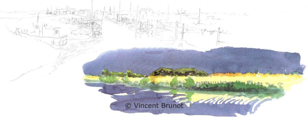 Portdelacouardeetprisedelamoulinette, Île de Ré - Dessin de Vincent Brunot