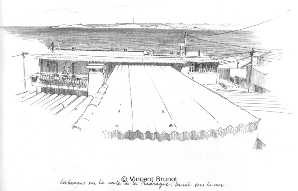 Routedelamadraguecabanons, Marseille - Dessin de Vincent Brunot
