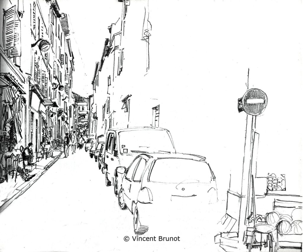 Ruedespetitesmaries, Marseille - Dessin de Vincent Brunot