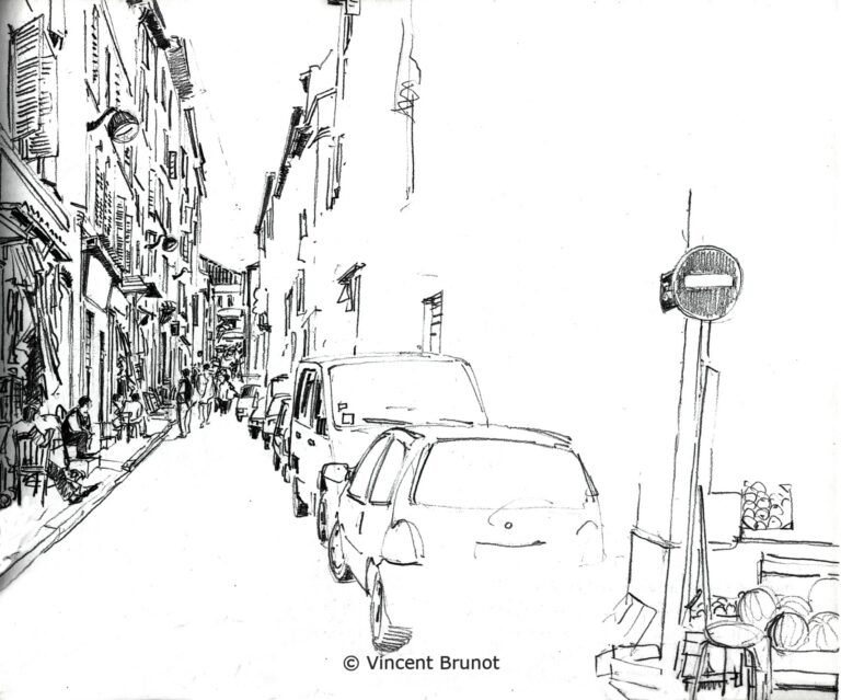 Ruedespetitesmaries, Marseille - Dessin de Vincent Brunot